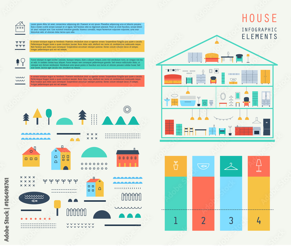 Set elements of infographics.Eco structure. House design.