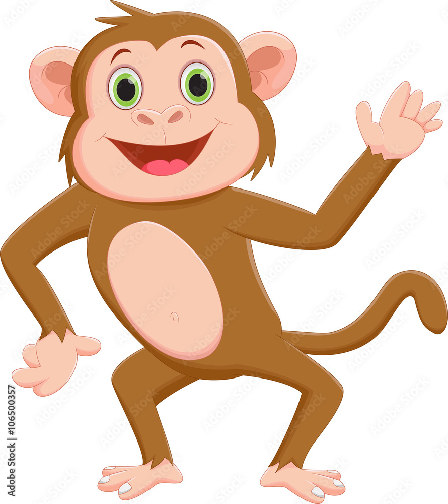 Funny monkey cartoon Stock Vector | Adobe Stock