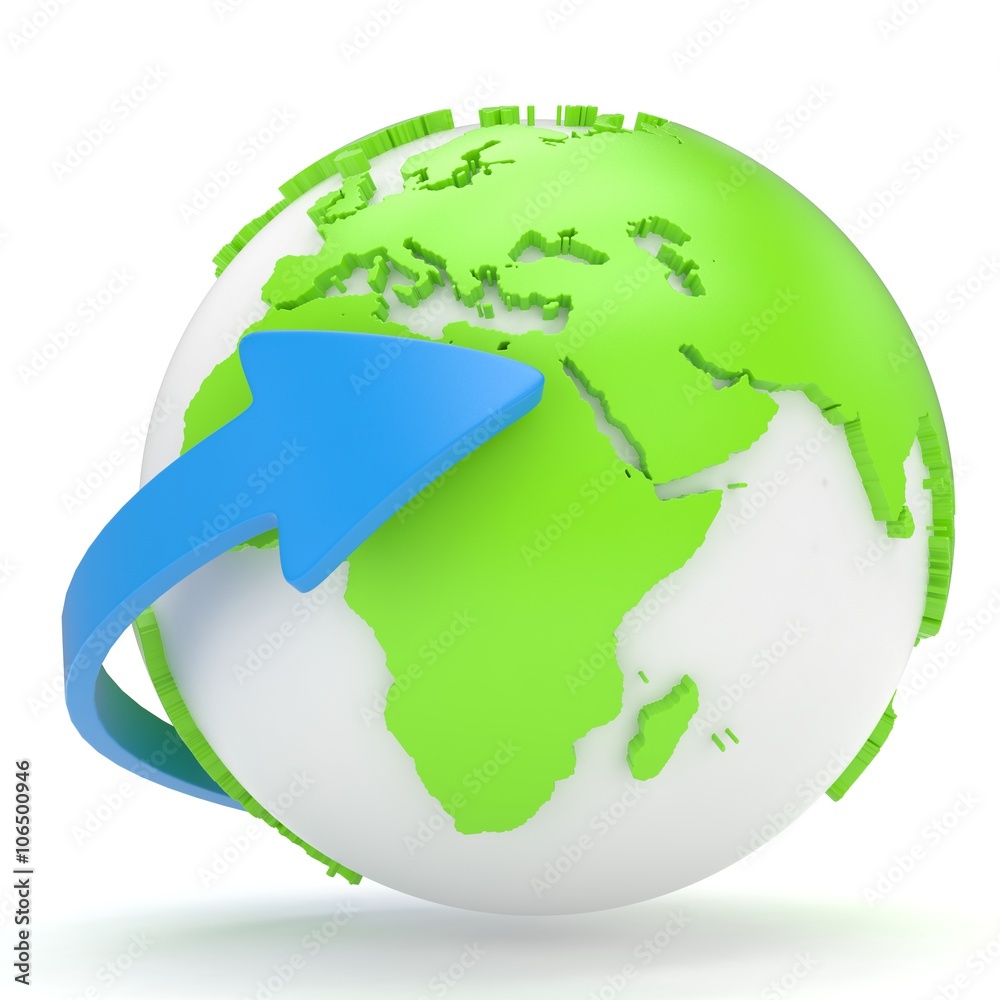 Naklejka premium Arrow and Earth globe. 3d render