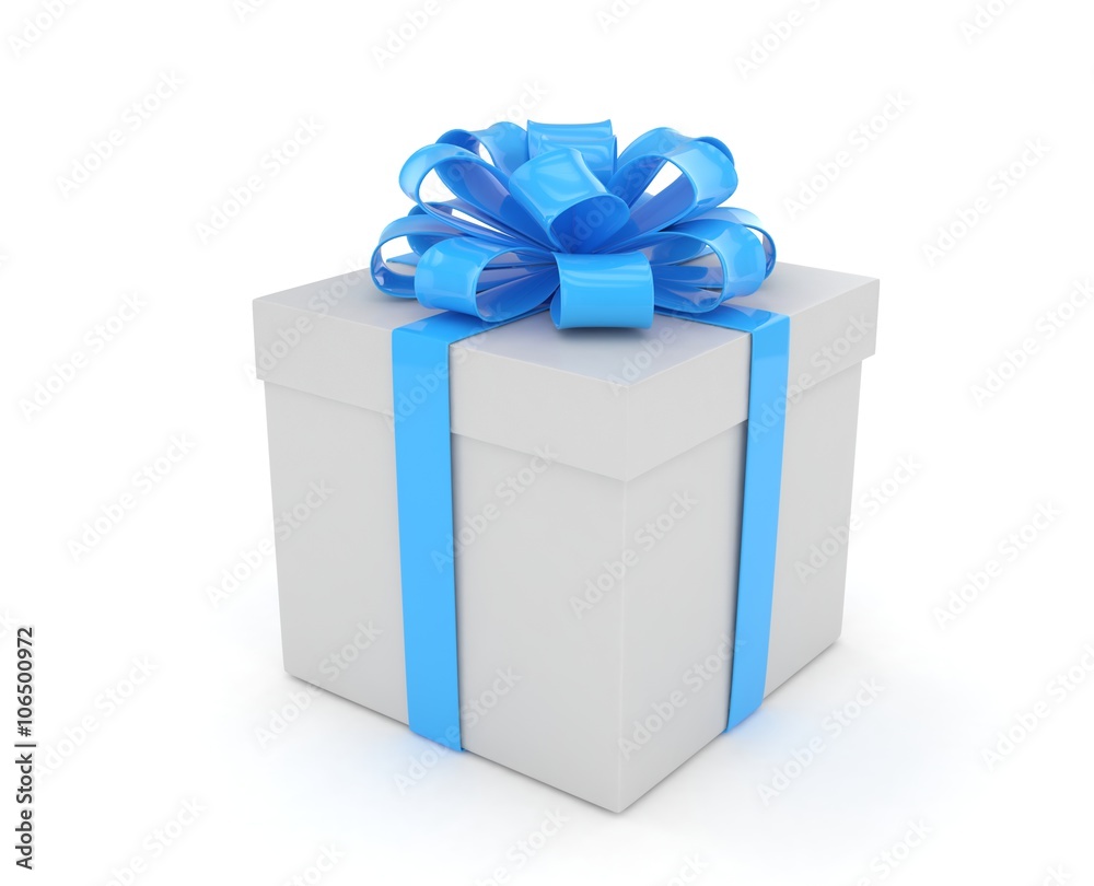 gift box with bows isolated on white. 3D rendering. gift box with bows isolated on white. 3D rendering.