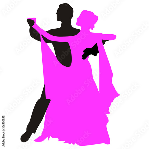 Silhouettes of people dancing the waltz