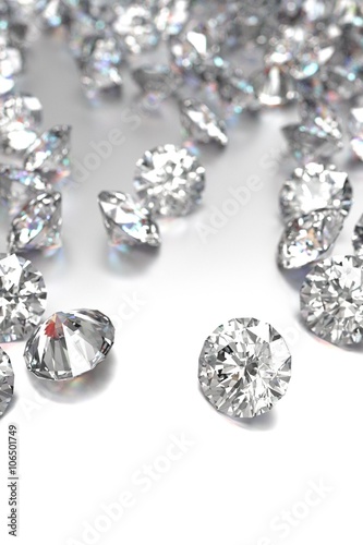 Luxury diamonds on white background