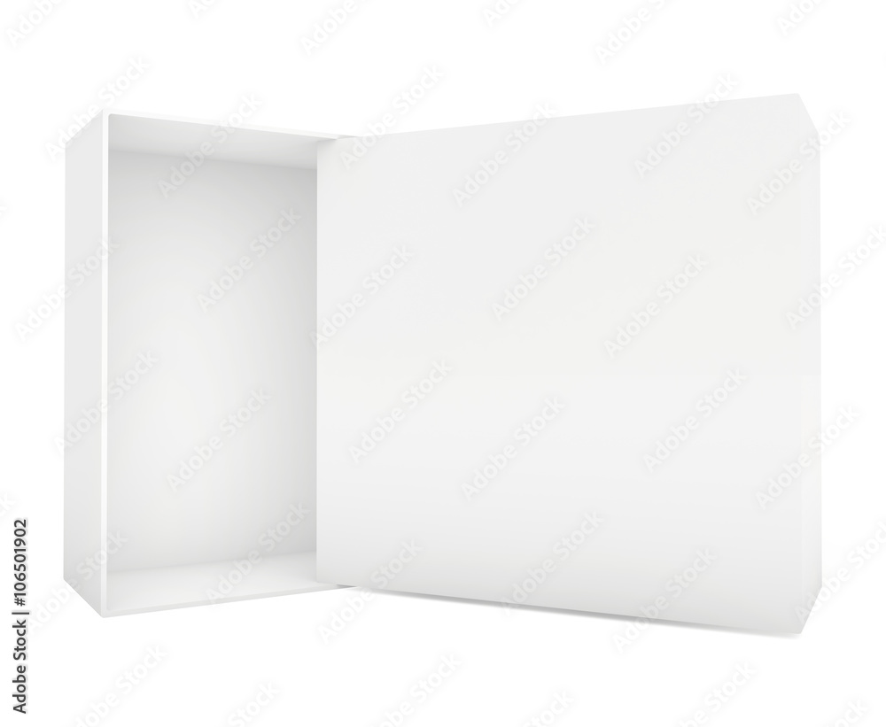 Blank paper or cardboard box template standing on white background Blank paper or cardboard box template standing on white background