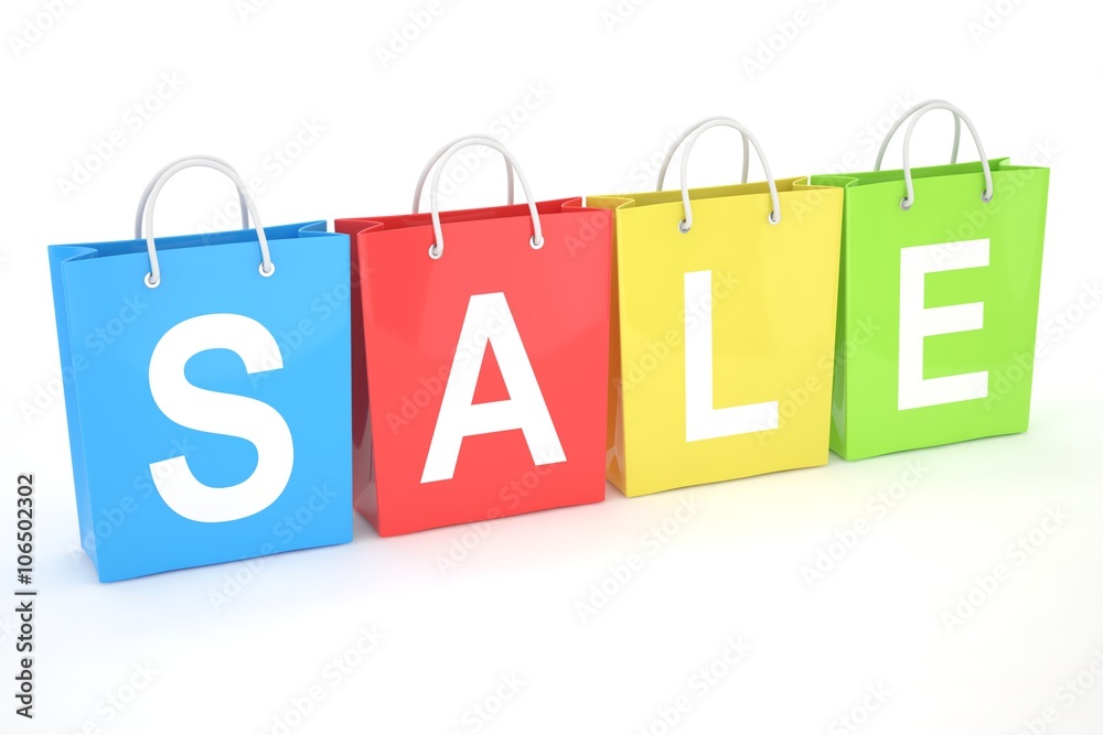 sale written on shopping bag. 3D rendering. sale written on shopping bag. 3D rendering.