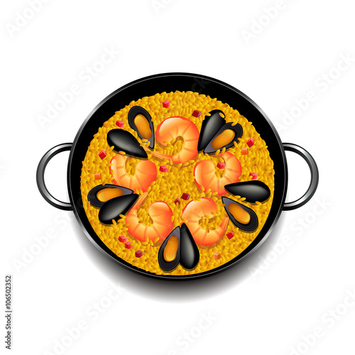 Paella isolated on white vector