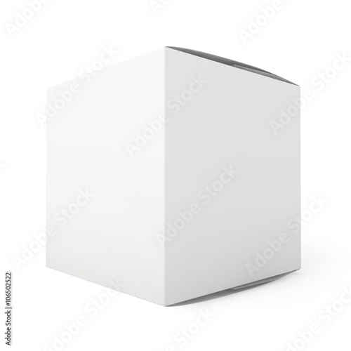Blank paper or cardboard box template standing on white background © mirexon