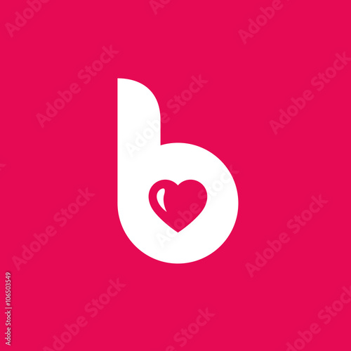 Letter B heart logo icon design template elements