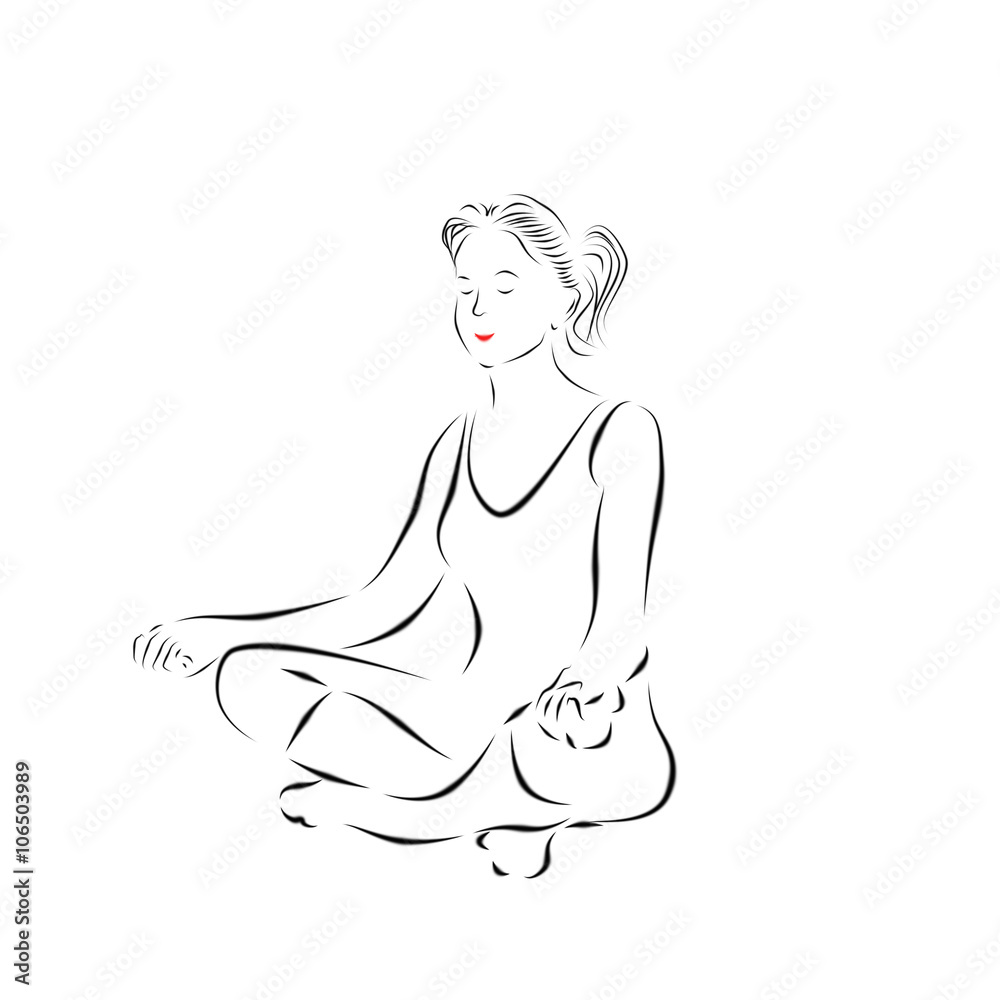 Сидящая девушка боком рисунок