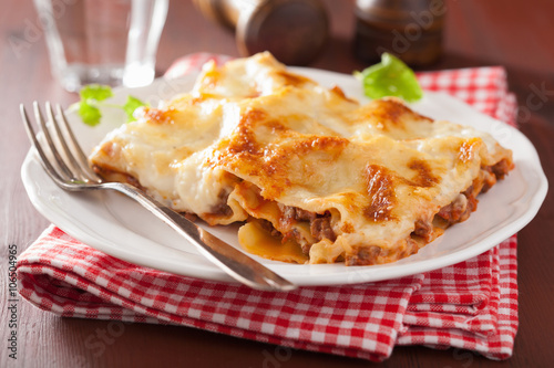 homemade italian lasagna on plate