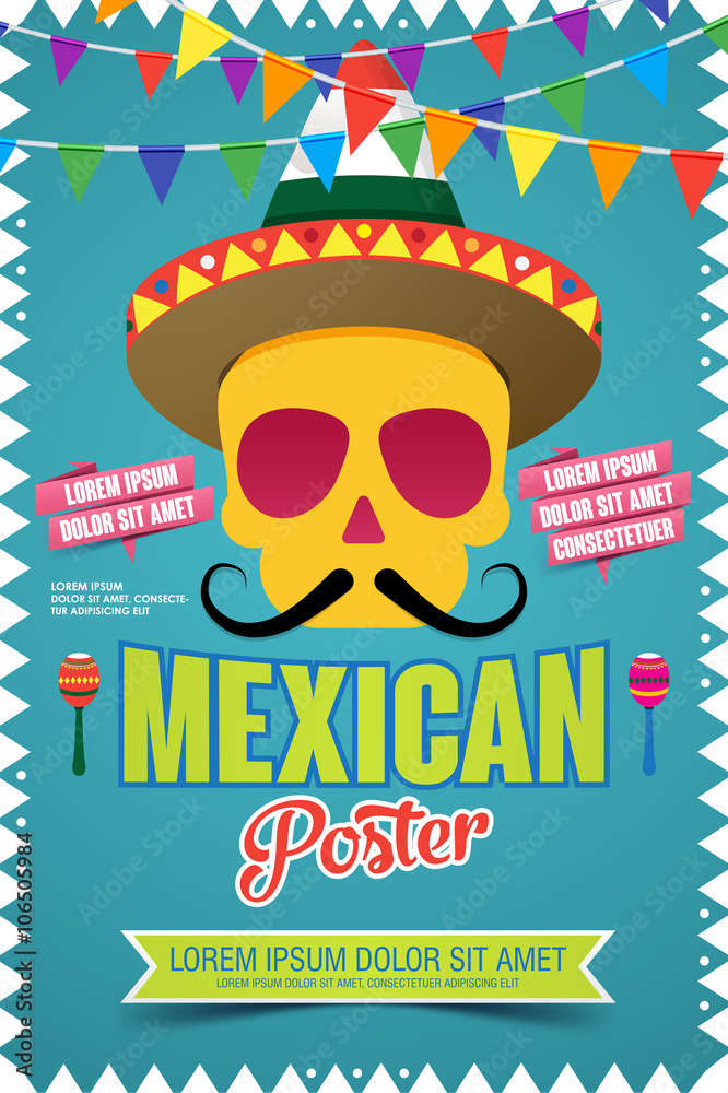 Mexican Poster. Invitation poster to the Day of the dead party. Mexican Poster. Invitation poster to the Day of the dead party.