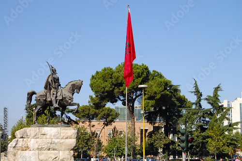 Skanderbeg Statue - Tirana - Albania photo