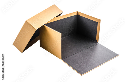 open present cardboard box isolated on white background