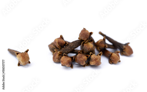 Fragrant spices cloves isolated on white background
