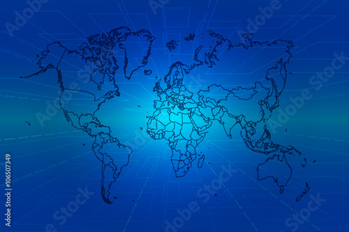 Perspective background blue tone with world map.