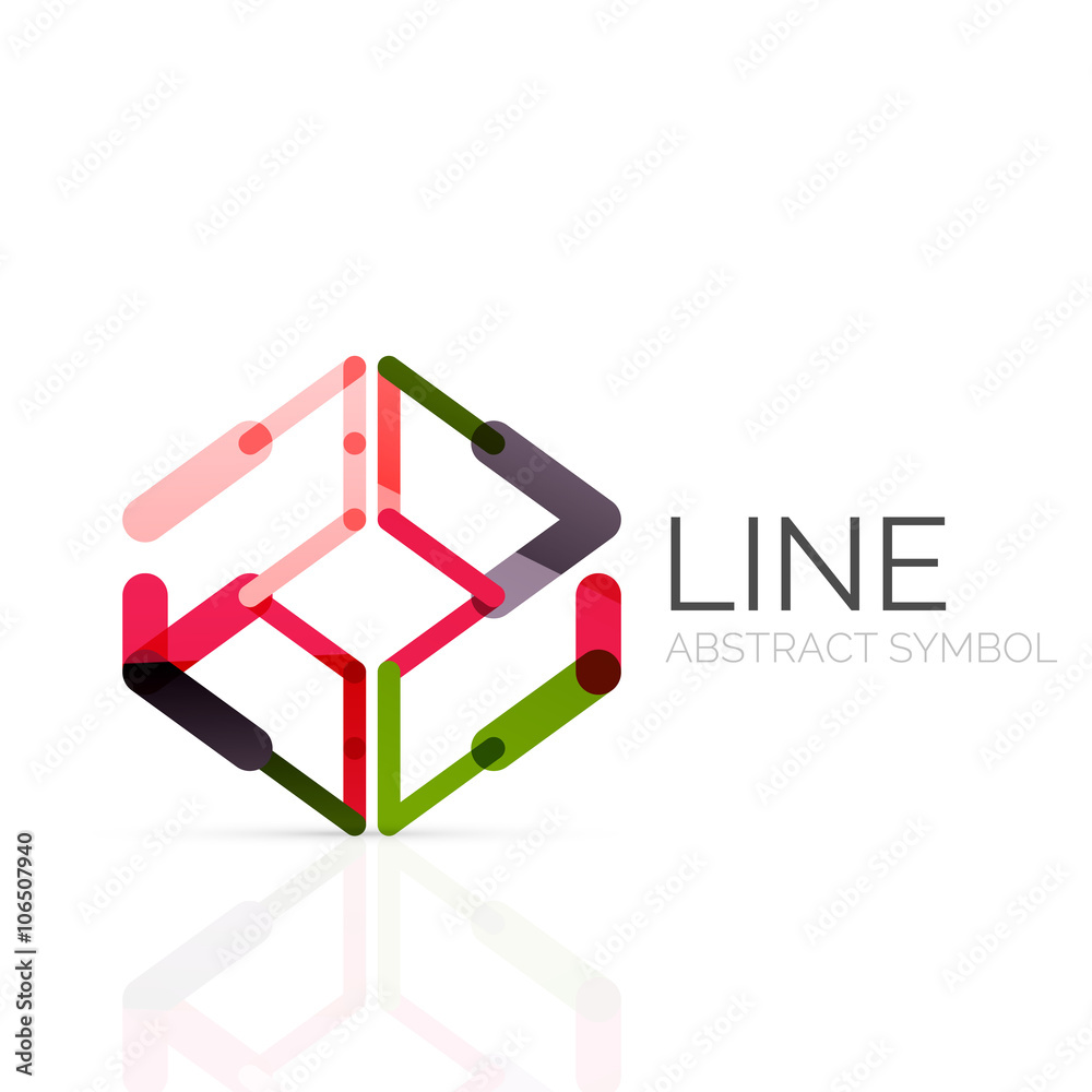 Linear abstract logo, connected multicolored segments of lines geometrical figure Linear abstract logo, connected multicolored segments of lines geometrical figure