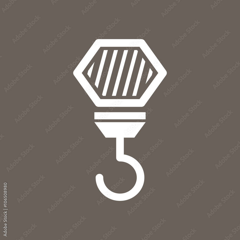 Crane Hook Icon on Dark Gray Color. Eps-10. Crane Hook Icon on Dark Gray Color. Eps-10.