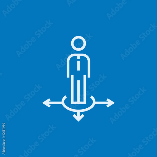 Businessman in three ways line icon.