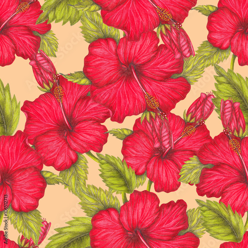Red hibiscus pattern