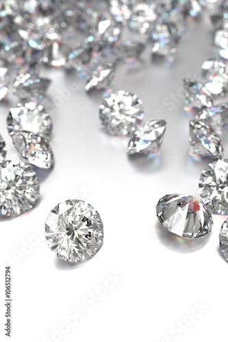 Luxury diamonds on white background