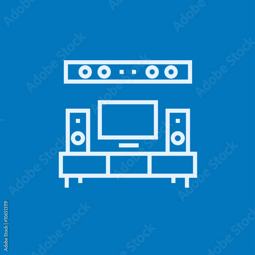 TV flat screen and home theater line icon.