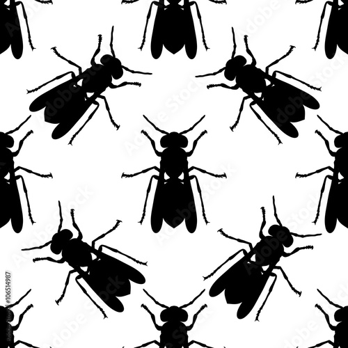 Seamless pattern with Wasp . hand-drawn Wasp . Vector  photo