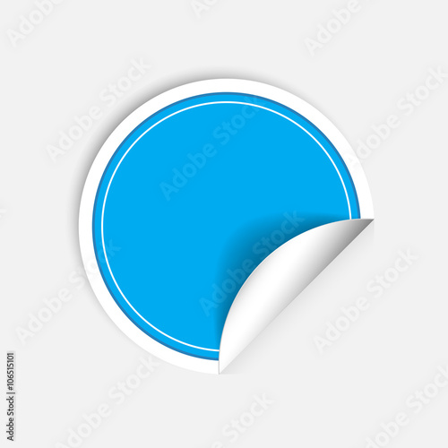 Vector round stickers with curled edge isolated on white background.