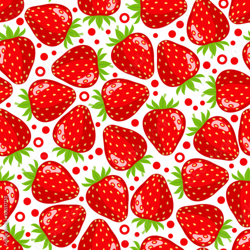 Seamless pattern with strawberries.