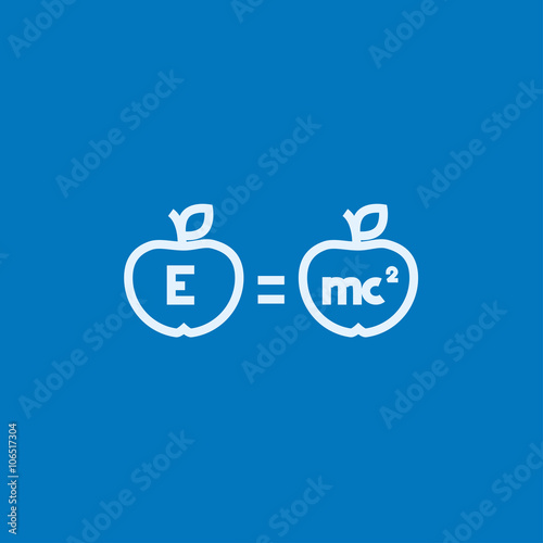 Two apples with formulae line icon.