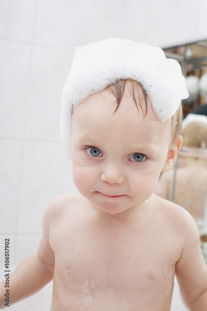 little boy washing in bath little boy washing in bath