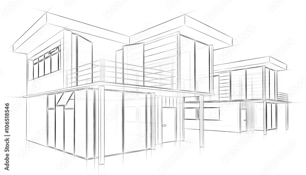 Architektur Skizze Zeichnung Haus
