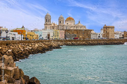 Cadiz, Spain. Seafront Cathedral Campo del Sur photo
