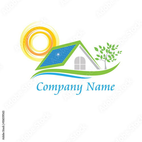 solar panels, green energy logo vector 