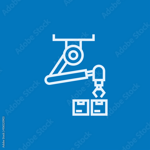 Robotic packaging line icon.