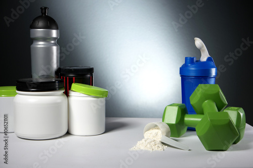Sport Nutrition Supplement containers with shaker