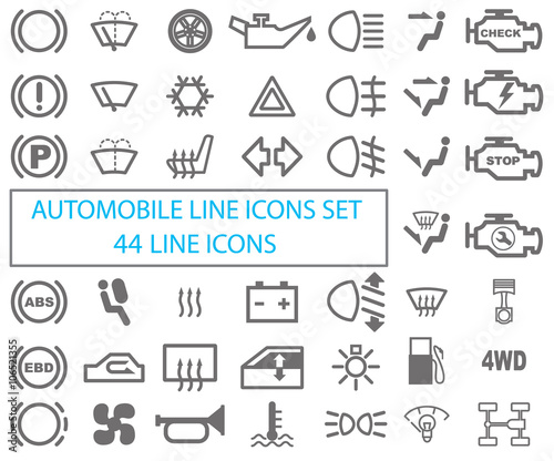 Set of automotive icons. Drawing on a white background.