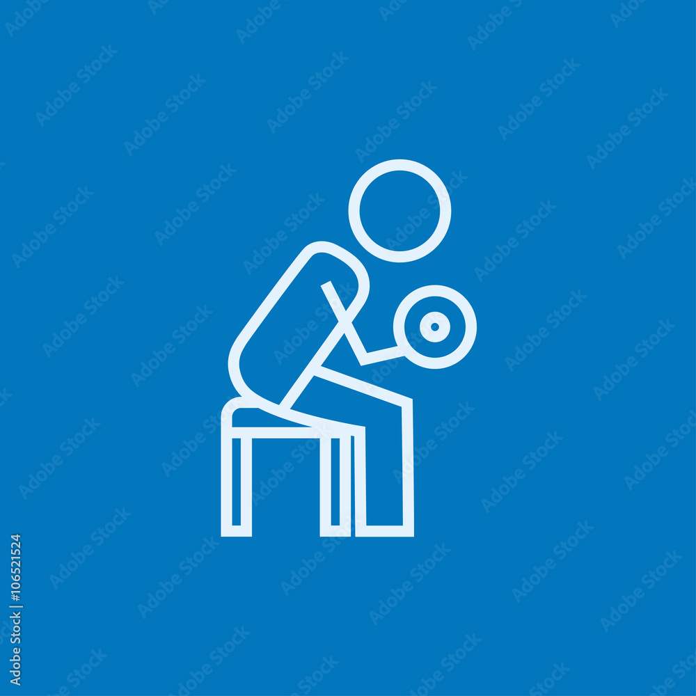 Man exercising with dumbbells line icon. Man exercising with dumbbells line icon.
