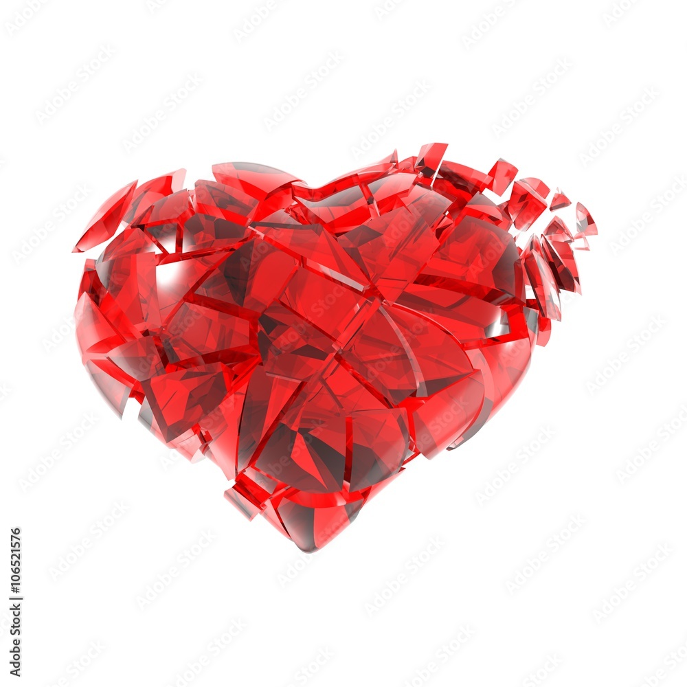 Broken red glass heart. 3d illustration Broken red glass heart. 3d illustration