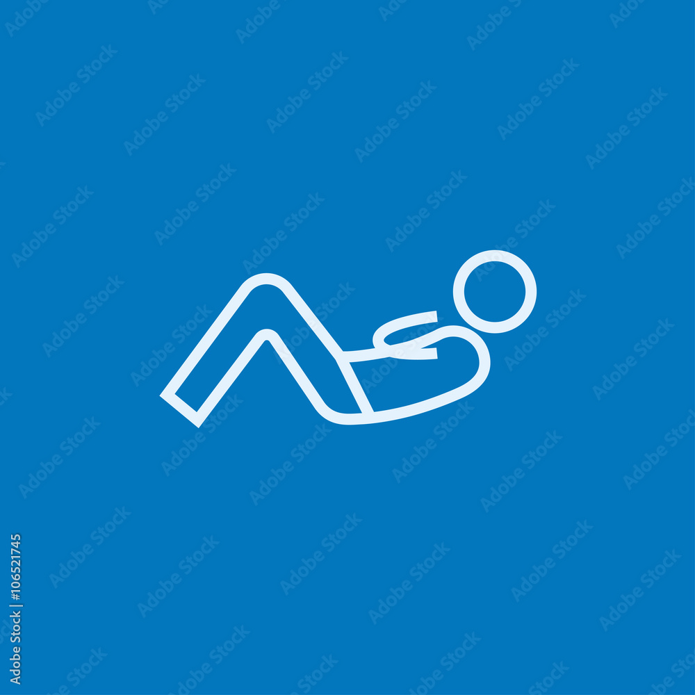 Man doing abdominal crunches line icon. Man doing abdominal crunches line icon.