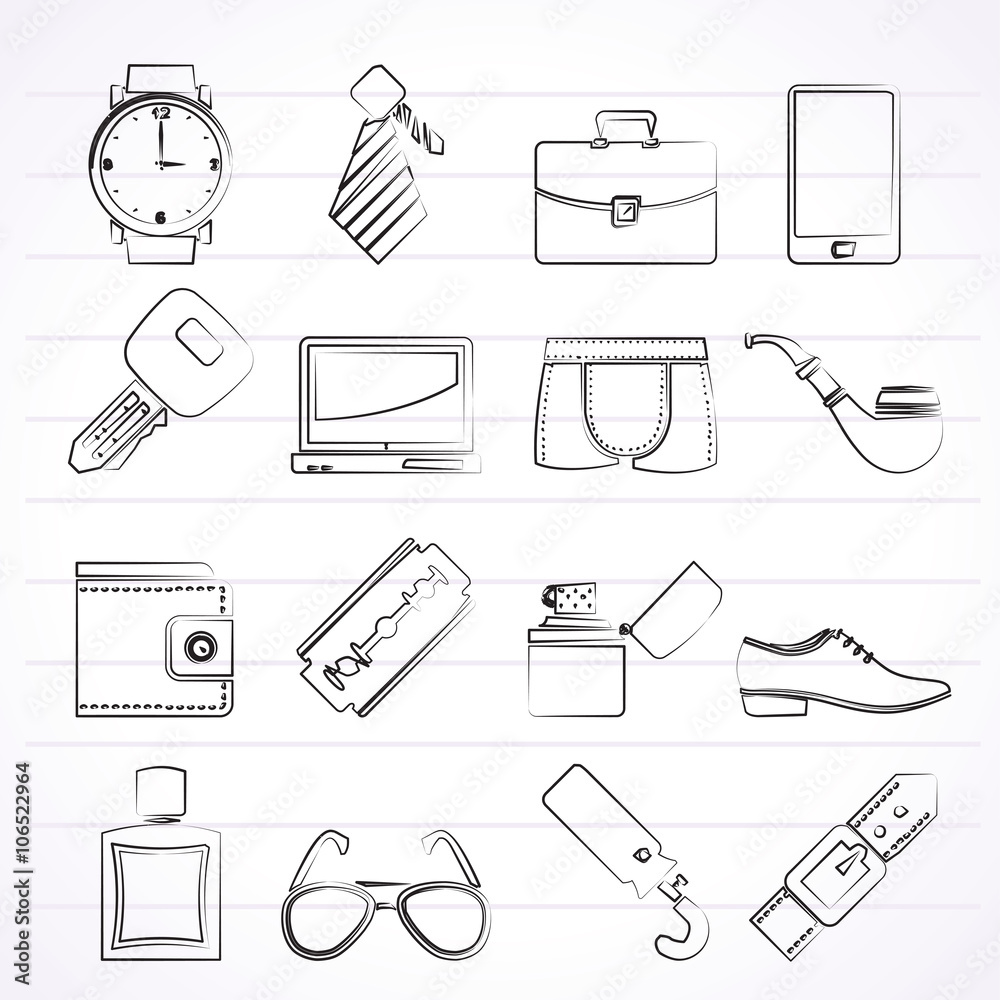 Male accessories and clothes icons- vector icon set vector de Stock ...