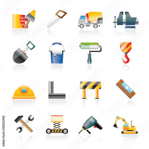 Building and construction tools icons - vector icon set photo