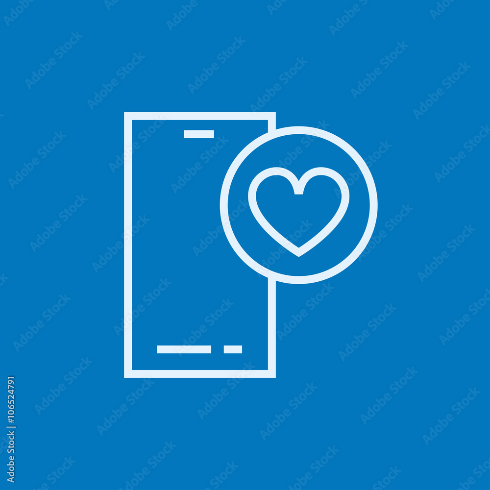 Smartphone with heart sign line icon. Smartphone with heart sign line icon.