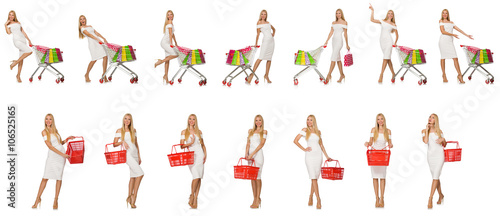 Woman in shopping concept isolated on white