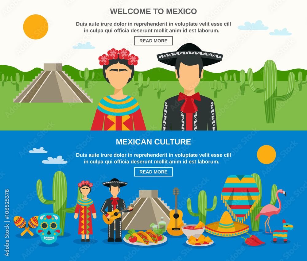 Fototapeta premium Mexico Banner Set