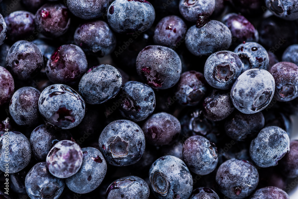 frozen blueberrys, full frame background with details - obrazy, fototapety, plakaty 