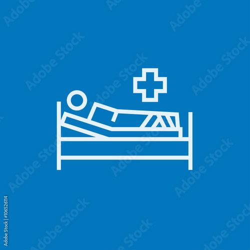 Patient lying on bed line icon.