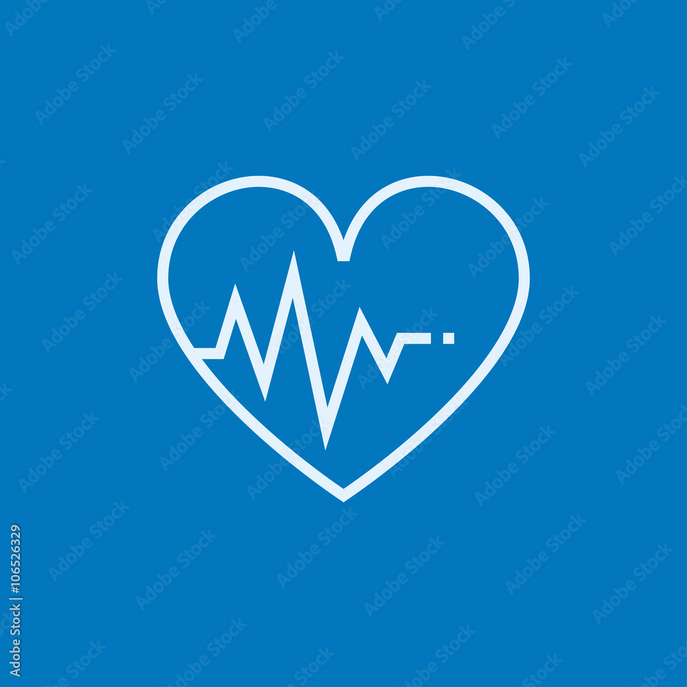 Heart with cardiogram line icon. Heart with cardiogram line icon.