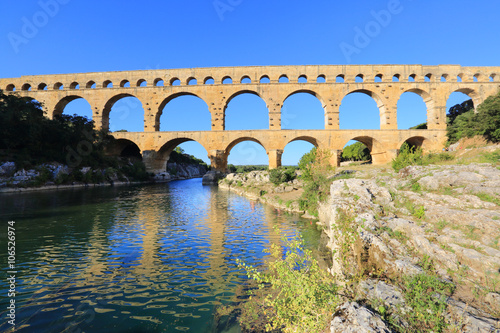 Fotografie, Tablou Pont du Gard roman aqueduct, Provence, France