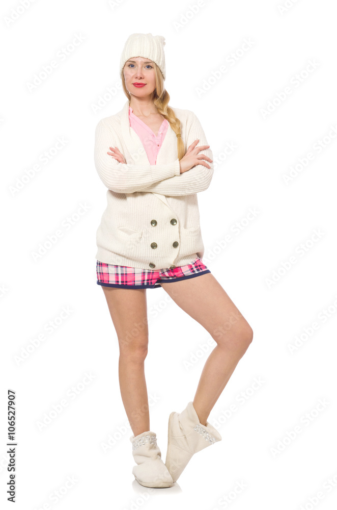 Pretty smiling girl in pink jacket isolated on white Pretty smiling girl in pink jacket isolated on white