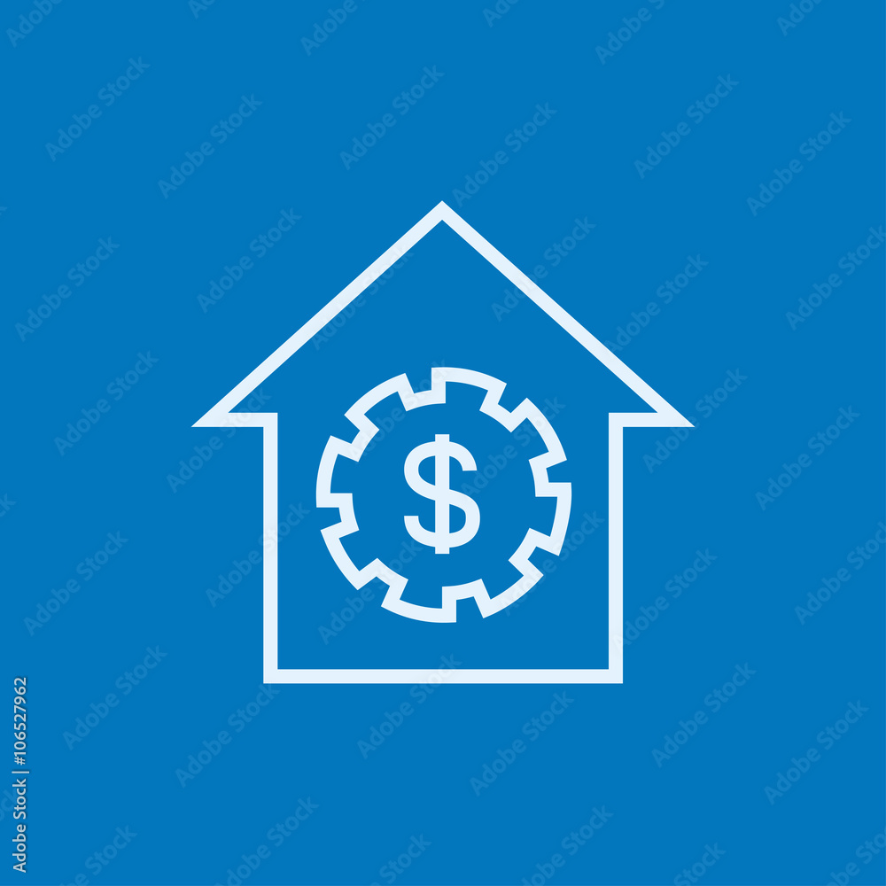 House with dollar symbol line icon. House with dollar symbol line icon.