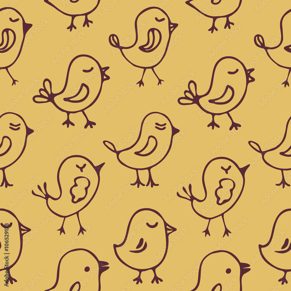 Seamless pattern cartoon birds